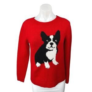 Cupcakes & Cashmere Red French Bulldog Long Sleeve Dog Christmas Sweater Top S